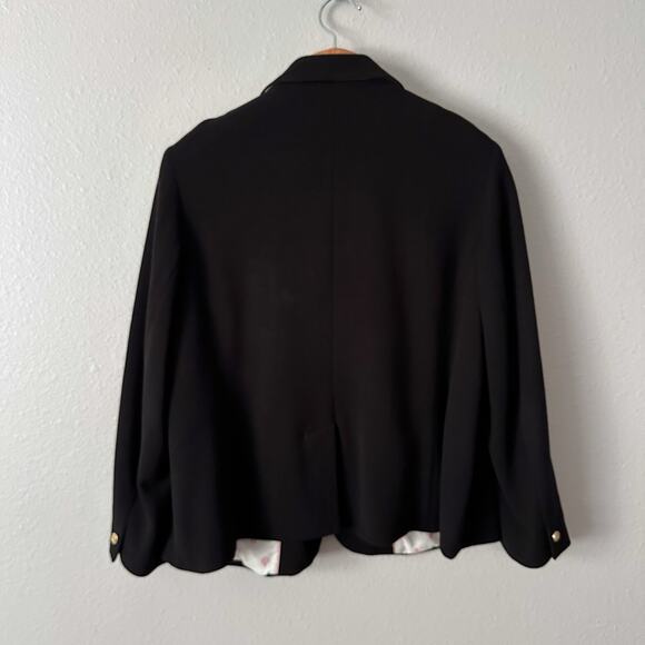 Talbots Cotton Pique Black Blazer Crest Button Blazer‎ Women's Size 18w Petite - Picture 11 of 15